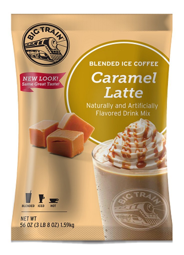 Big Train Blended Ice Coffee Caramel Latte 3 Lb 8 Oz (1 Count), Powdered Instant Coffee Drink Mix, M