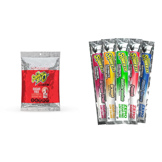 Sqwincher Zero Sugar Hydration Bundle - Qwik Stiks (Pack of 50) + Sqweeze Freezer Pops (50 Total)