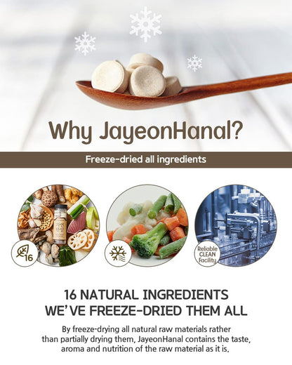 JayeonHanal Seafood Broth Tablet Type 90g (3g x 30pcs) Seafood&Vegetable Stock Dashi Broth Ingredients Freeze-Dried 100% for Nutrition, No MSG Umami Savory Taste Aromatic Easy-to-Carry Coin Type 자연한알