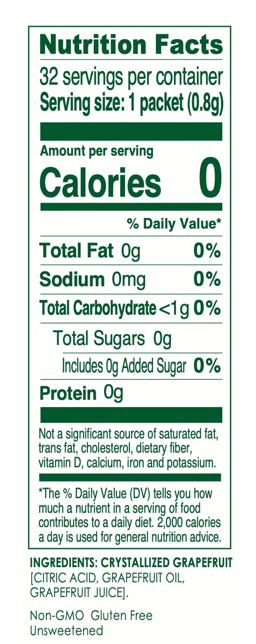True Grapefruit 32ct (Pack of 1) - Water Enhancer - Bulk Dispenser - 0 Calorie Drink Mix Packets For Water - Sugar Free Grapefruit Flavoring Powder Packets