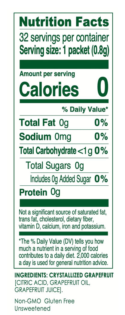 True Grapefruit 32ct (Pack of 1) - Water Enhancer - Bulk Dispenser - 0 Calorie Drink Mix Packets For Water - Sugar Free Grapefruit Flavoring Powder Packets