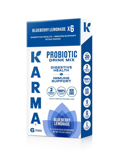Karma Probiotic Hydration Packet - 6 Pack, Blueberry Lemonade Powder Drink Mix Stick - On-The-Go Immune & Gut Health Support