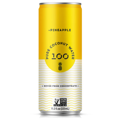 100 Coconuts Pineapple Flavored Pure Coconut Water, Non GMO, No Preservatives, 11 Fluid Ounces (Pack Of 12)