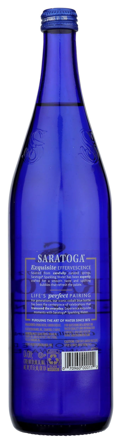 Saratoga Sparkling Water Bottles - Carbonated Spring Bottled Water - Glass Bottles - 28 Fl Oz