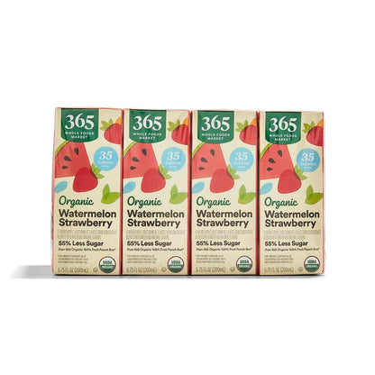 365 by Whole Foods Market, Organic Reduced Sugar Watermelon Strawberry Juice Box, 8 Pack, 6.75 Fl Oz