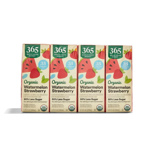 365 by Whole Foods Market, Organic Reduced Sugar Watermelon Strawberry Juice Box, 8 Pack, 6.75 Fl Oz