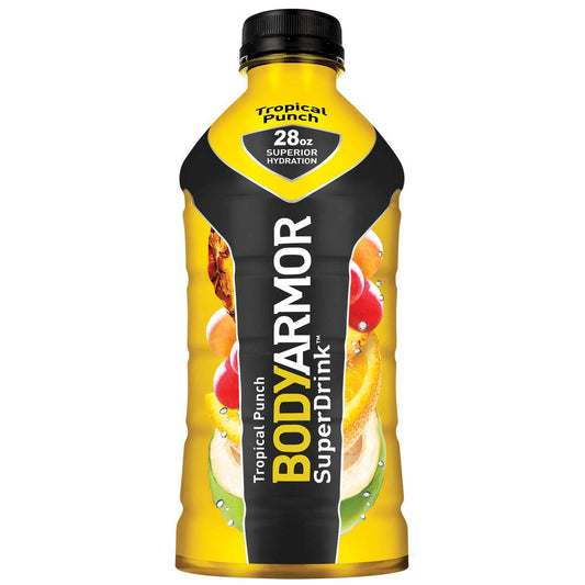 BODYARMOR Sports Drink Sports Beverage, Tropical Punch, Natural Flavor With Vitamins, Potassium-Packed Electrolytes, No Preservatives, Perfect For Athletes, 28 Fl Oz