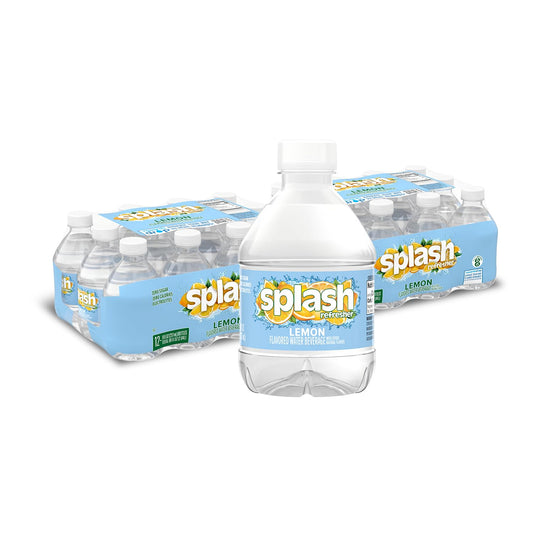 SPLASH REFRESHER Lemon Flavor Water Beverage, 8 Fl Oz Plastic Bottles (24 Count)