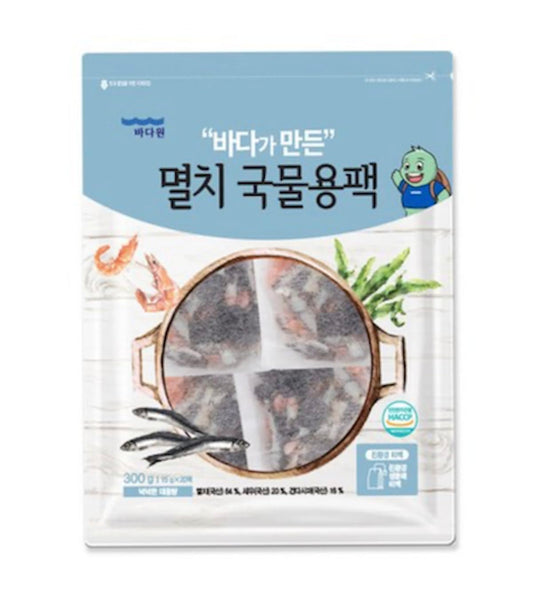 Anchovy Broth Pack for Soup Base, Contains 15g x 20 packs, Total 300g (10.58oz), Korean Style Stocks & Broths Tea Bag, Easy Homemade Soup