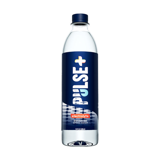 Pulse+ Electrolyte Water - Naturally Filtered Spring Water in 16.9-Ounce PET Plastic Bottles, Recyclable and BPA-Free - Case of 24