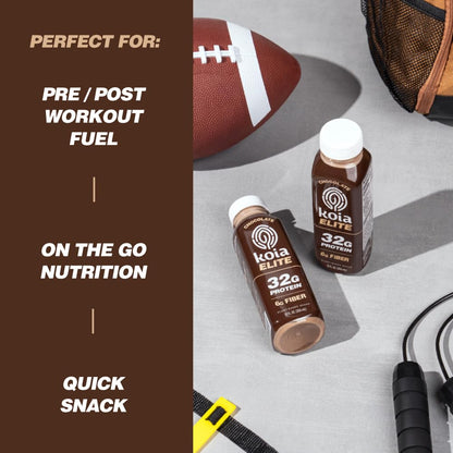Koia Elite - Chocolate - 32g Protein - Ready To Drink Plant Protein Shake - Low Sugar, Dairy Free, Gluten Free, Soy Free, Non GMO, Kosher, Vegan (12 Fl Oz)