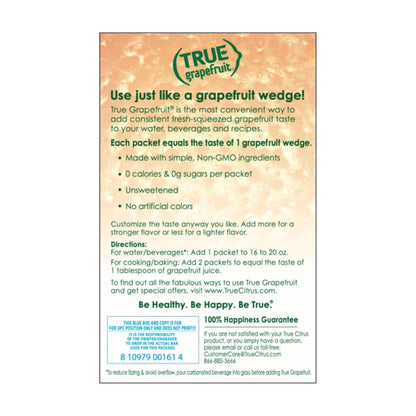 True Grapefruit 32ct (Pack of 1) - Water Enhancer - Bulk Dispenser - 0 Calorie Drink Mix Packets For Water - Sugar Free Grapefruit Flavoring Powder Packets