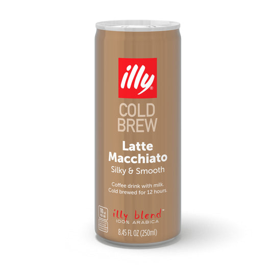 illy Ready To Drink Coffee – Latte Macchiato Cold Brew Cans - 100% Arabica - Smooth & Refreshing Taste - Convenient, Easy to Carry Drink with Milk – 8.45 oz