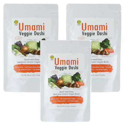 Kinjirushi Umami Veggie Broth Soup Packet Dashi Powder 2.47oz, (7g×10pcs) Miso Soup, Kombu, Ramen Broth, Udon Noodles, Seasoning Packet, No MSG, Gluten Free, Umami Seasoning, Instant Dashi, Veg Stock