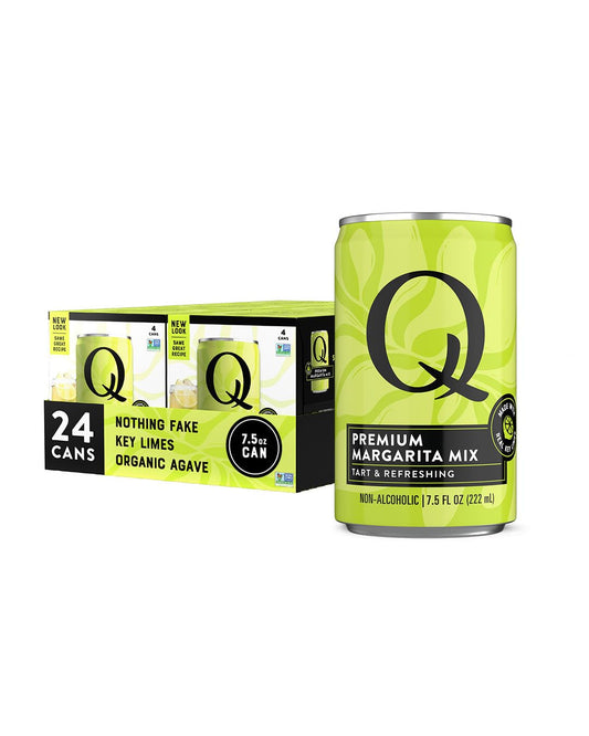 Q MARGARITA MIX with Real Key Limes & Organic Agave - Ideal for Cocktails & Mocktails - Real Ingredients & Perfectly Balanced | 80 Calories per Serving | 7.5 Fl Oz Cans (Pack of 24)