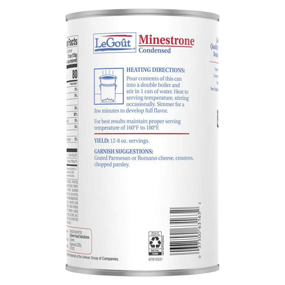 LeGout Minestrone Condensed Canned Soup, 0g Trans Fat, 51 oz, Pack of 12