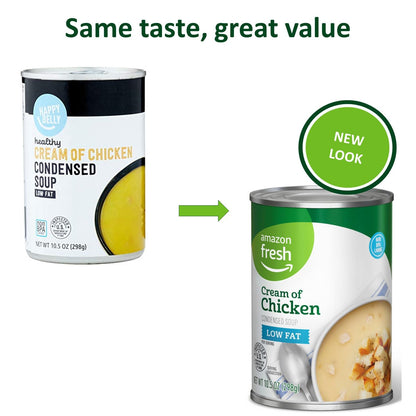 Amazon Fresh, Condensed Low Fat Cream of Chicken Soup, 10.5 Oz (Previously Happy Belly, Packaging May Vary) (Pack of 4)
