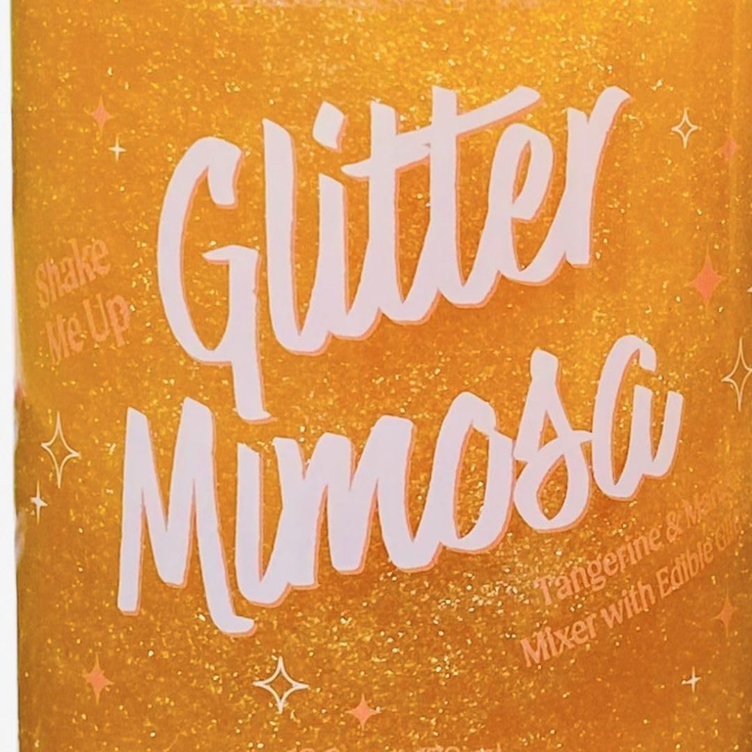 Wood Stove Kitchen Glitter Mimosa Mixer - Tangerine & Mango Flavor Enhanced with Sparkling Edible Glitter, Versatile Concentrate for Cocktails & Non-Alcoholic Beverages, 16 fl oz Multi-Serve Bottle