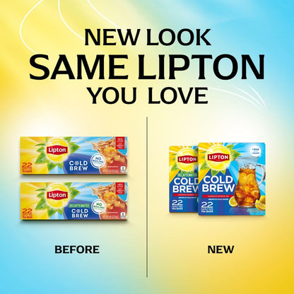Lipton Cold Brew Iced Tea Bags, Family Size Zero Calories, Easy-To-Make with no boiling needed, 22 Total Tea Bags
