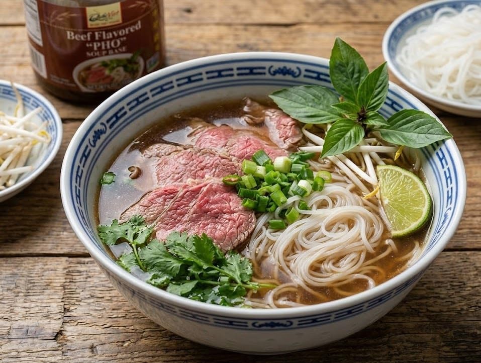 Quoc Viet Foods Beef Flavored "Pho" Soup Base 10oz Cot Pho Bo | Pack of 2 | With Tasting Spoon