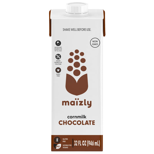 Maizly Chocolate Corn Milk, Non-GMO, Plant-Based & Non-Dairy Chocolate Flavored Drink, Gluten & Dairy-Free Alternative to Whole Milk, Kosher Drink for Kids & Adults, 946 ml