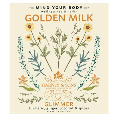 Harney & Sons Golden Milk Powder, Turmeric, Ginger, Coconut & Spices, 8 oz Tin