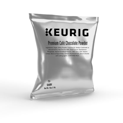 Keurig Premium Café Chocolate Milk Powder, 1lb Bag, Specialty Beverage Mix for Lattes & Mochas, Makes about 30 Drinks, For Keurig Commercial Brewers, Contains Real Milk, 12 Pack