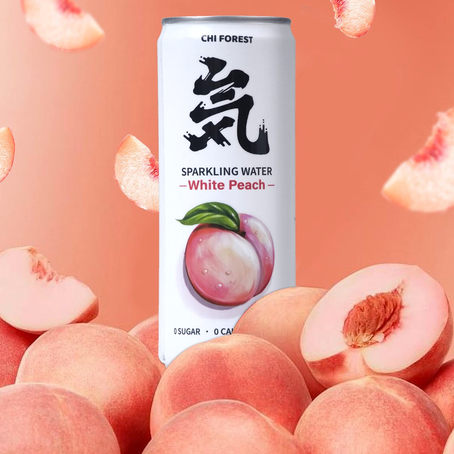 CHI FOREST White Peach Sparkling Water 24 Cans, Flavored SparklingWater, 0 Sugar and 0 Calorie BubblyWater, Refreshing Carbonated Water, Perfect for Party, Exercise or Work, 11.16 Fl oz, Pack of 24