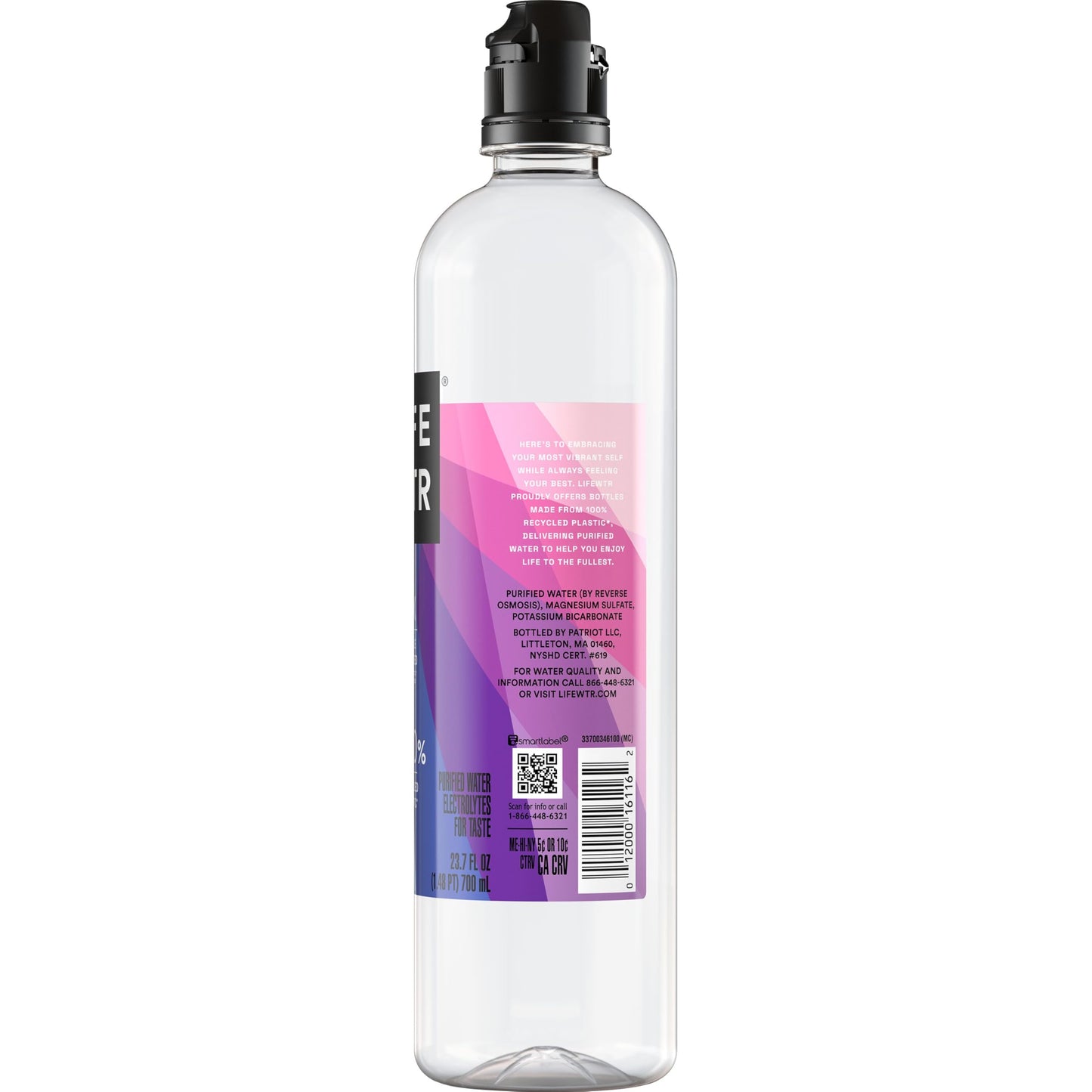 LIFEWTR, Premium Purified Water, pH Balanced with Electrolytes, Flip Cap Bottle, 700 mL