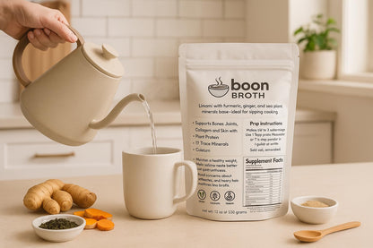 Boon Broth - Savory Plant-Based Soup Powder, High Calcium Broth with 72 Trace Minerals - Ideal for Sipping, Fasting, and The Bone Broth Diet - 30 servings