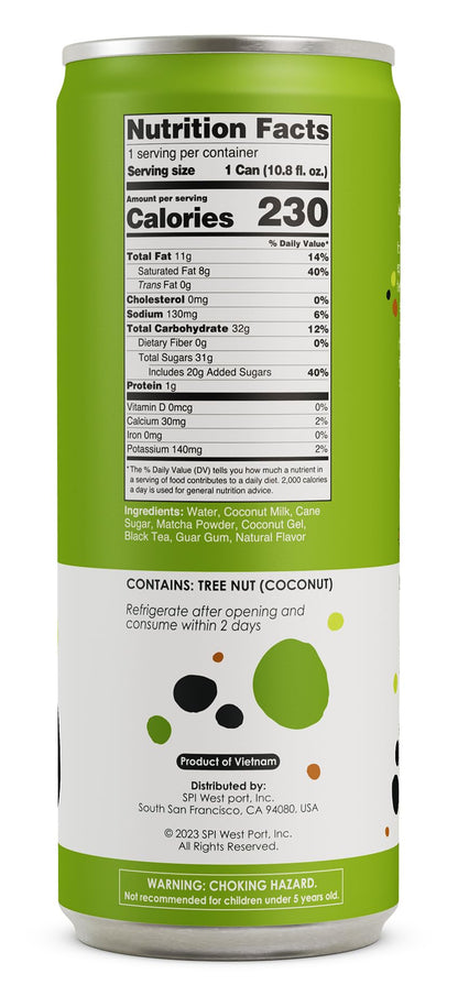 Jenji Pure Boba Tea, Matcha Latte Flavor | 10.8 fl oz, Pack of 12 | Plant-Based Beverage