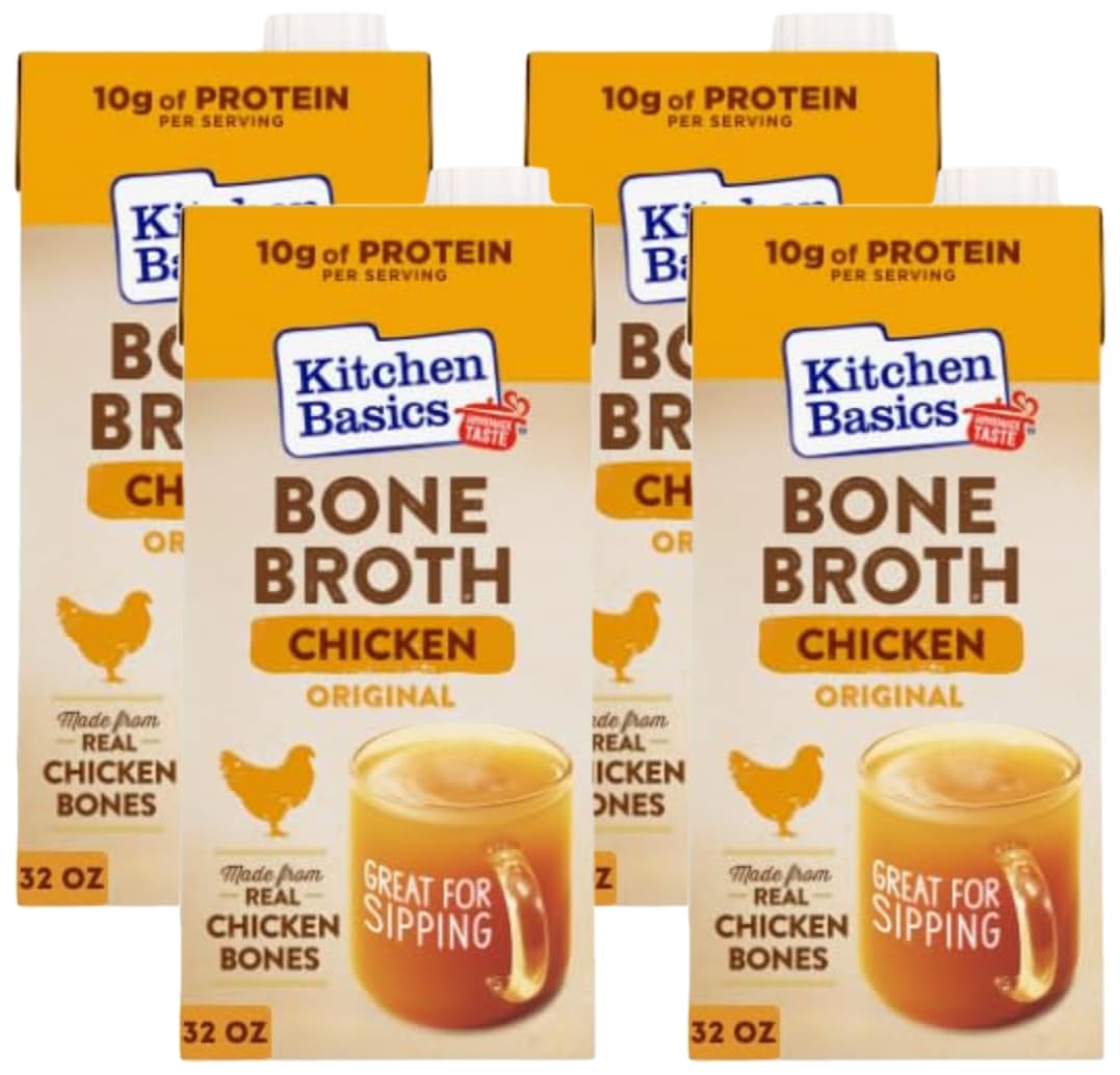 Kitchen Basics Original Chicken Bone Broth (Keto Friendly), 32 fl oz (Pack of 4)