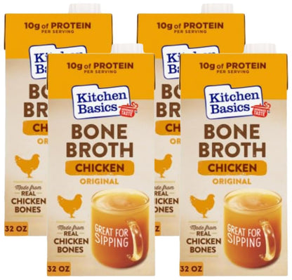 Kitchen Basics Original Chicken Bone Broth (Keto Friendly), 32 fl oz (Pack of 4)