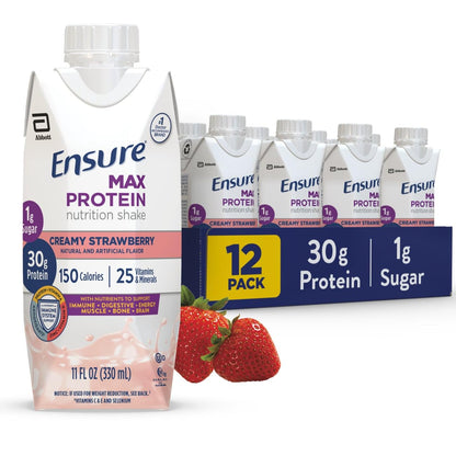 Ensure Max Protein Nutrition Shake with 30g of Protein, 1g of Sugar, High Protein Shake & Max Protein Nutrition Shake Liquid, with 30g of Protein, 1g of Sugar, Creamy Peach