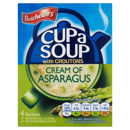 Batchelors Cup A Soup with Croutons Cream of Asparagus 4S, 117g (1 Pack)