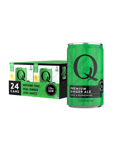 Q GINGER ALE with Real Ginger & Organic Agave - Ideal for Cocktails & Mocktails - Made with Real Ingredients, Perfectly Carbonated, & Less Sweet - 60 Calories per Can - 7.5 Fl oz Cans (Pack of 24)
