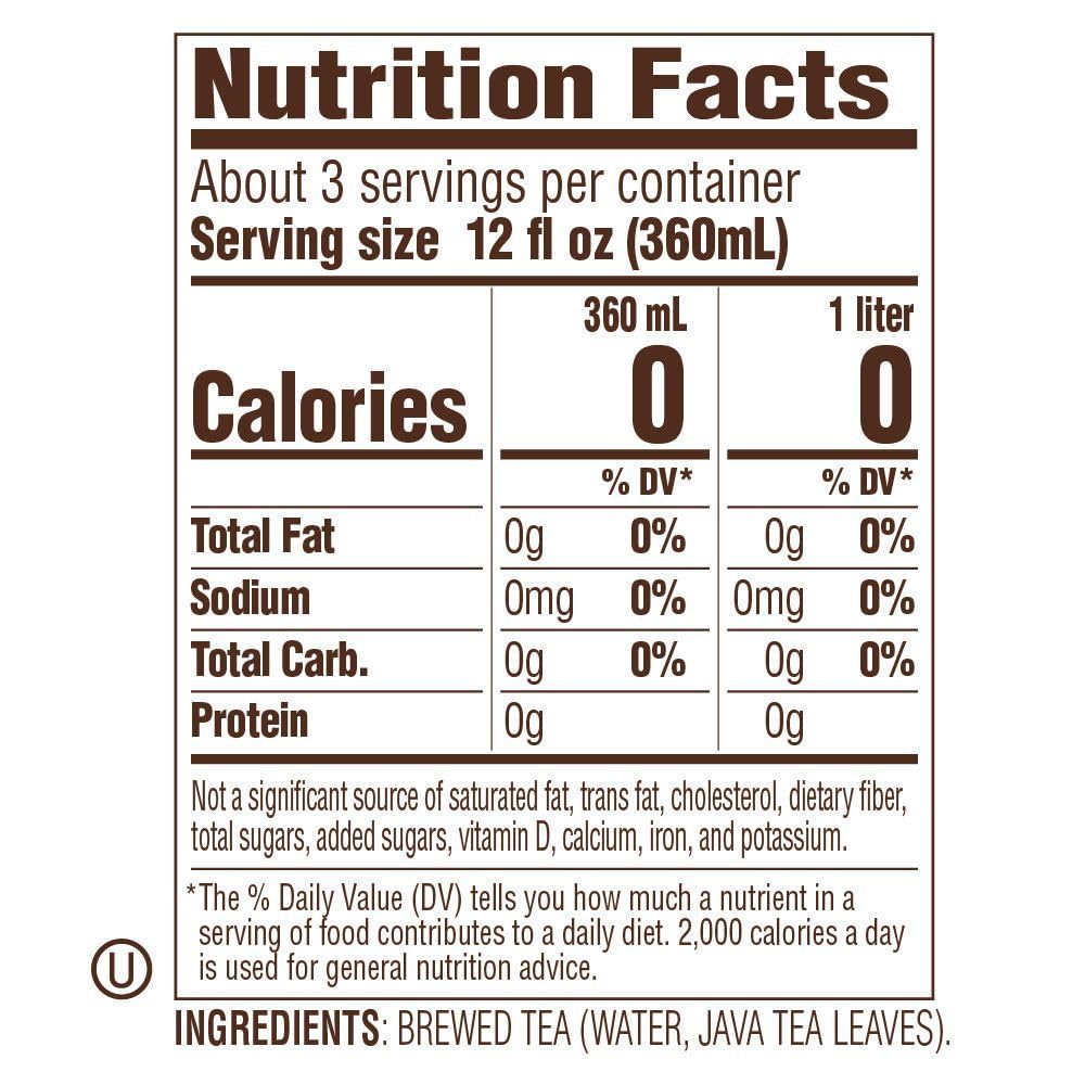 Tejava Original Unsweetened Black Iced Tea, 12 Pack, 1 Liter Glass Bottles, Non-GMO, Kosher, No Sugar or Sweeteners, No calories, No Preservatives, Brewed in Small Batches