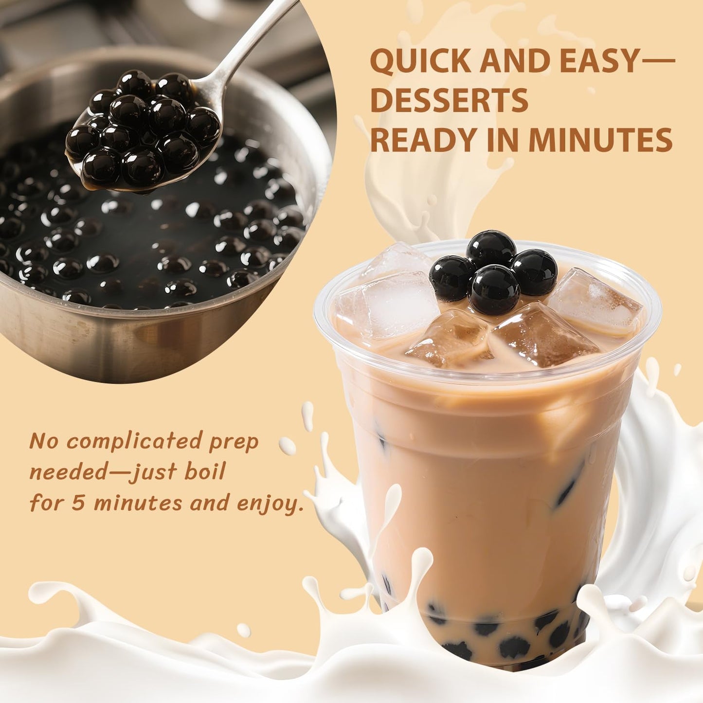 Soeos Tapioca Pearls 2.2 lb (2Pack), Boba Pearls for Bubble Tea, Beverages, Sweets, Ice Cream, Shakes, Desserts & Smoothies Topping
