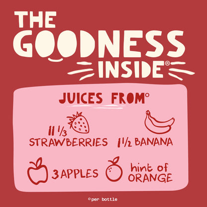 Naked Boosted Smoothie Strawberry Banana Machine, 15.2 fl oz Bottle - Real Fruit Juice Smoothie with Fiber, Excellent Source of Vitamin C and Vitamin E for Immune Support