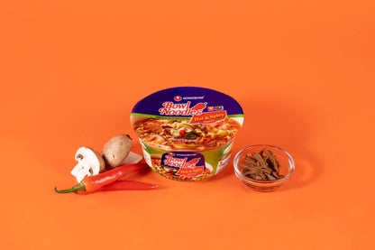 Nongshim Ramen Noodles, Gourmet Instant Ramen bowl, Premium Microwavable Noodle Soup, Hot & Spicy, 3.03 Ounce (Pack of 12)