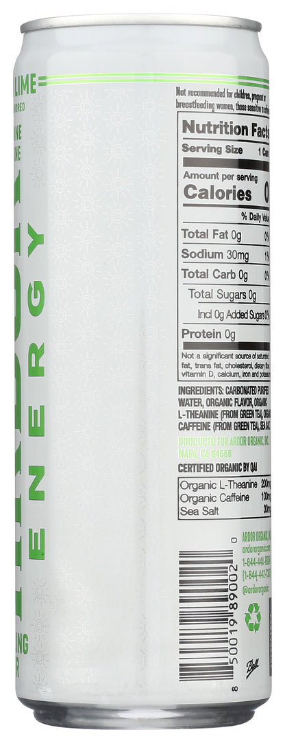 Ardor Organic Mexican Lime Sparkling Energy Water, 12 FZ