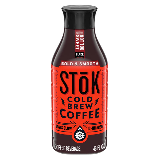 SToK Not Too Sweet Black Cold Brew Coffee, Ready to Drink Bottled Coffee, 48 fl oz