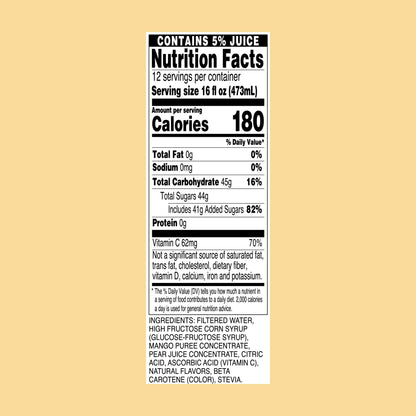 AriZona Mucho Mango - Fruit Juice Cocktail - 16 Fl Oz (Pack of 12)