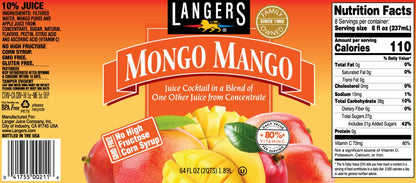 Langers Tropical Variety Pack, Mango Orange Passionfruit, Pineapple Orange Guava, Island Blend, Mongo Mango, 64 fl oz (Pack of 4)