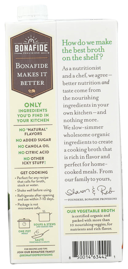 BONAFIDE PROVISIONS Organic Vegetable Broth, 32 FZ