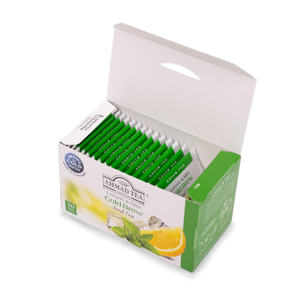 Ahmad Tea Green Tea, Cold Brew Lemon and Mint Teabags, Iced Tea, 20 ct (Pack of 1) - Caffeinated and Sugar-Free