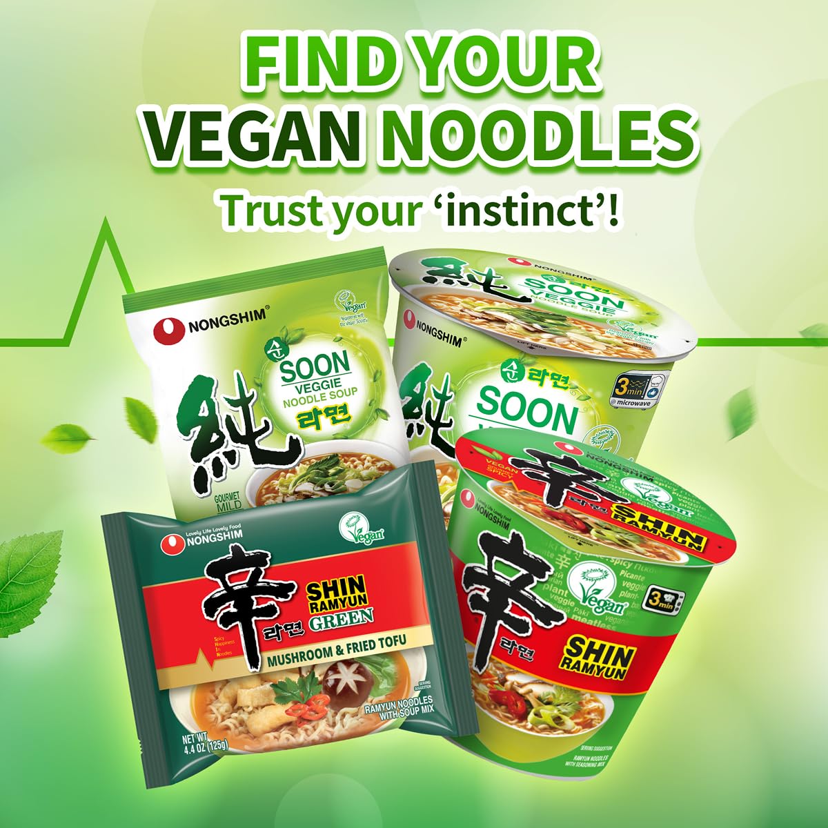 Nongshim Soon Cup Noodle Soup, Veggie, 2.6 Ounce (Pack of 6)