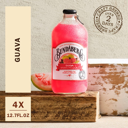 Bundaberg Sparkling Fruit Drink, Guava, 12.7 fl oz, 4 Count (Pack of 2)