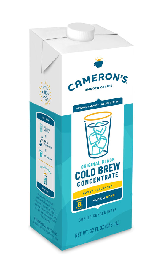 Cameron's Coffee Original Black Multiserve Cold Brew Coffee Concentrate, Medium Roast, 32oz (Pack of 6)