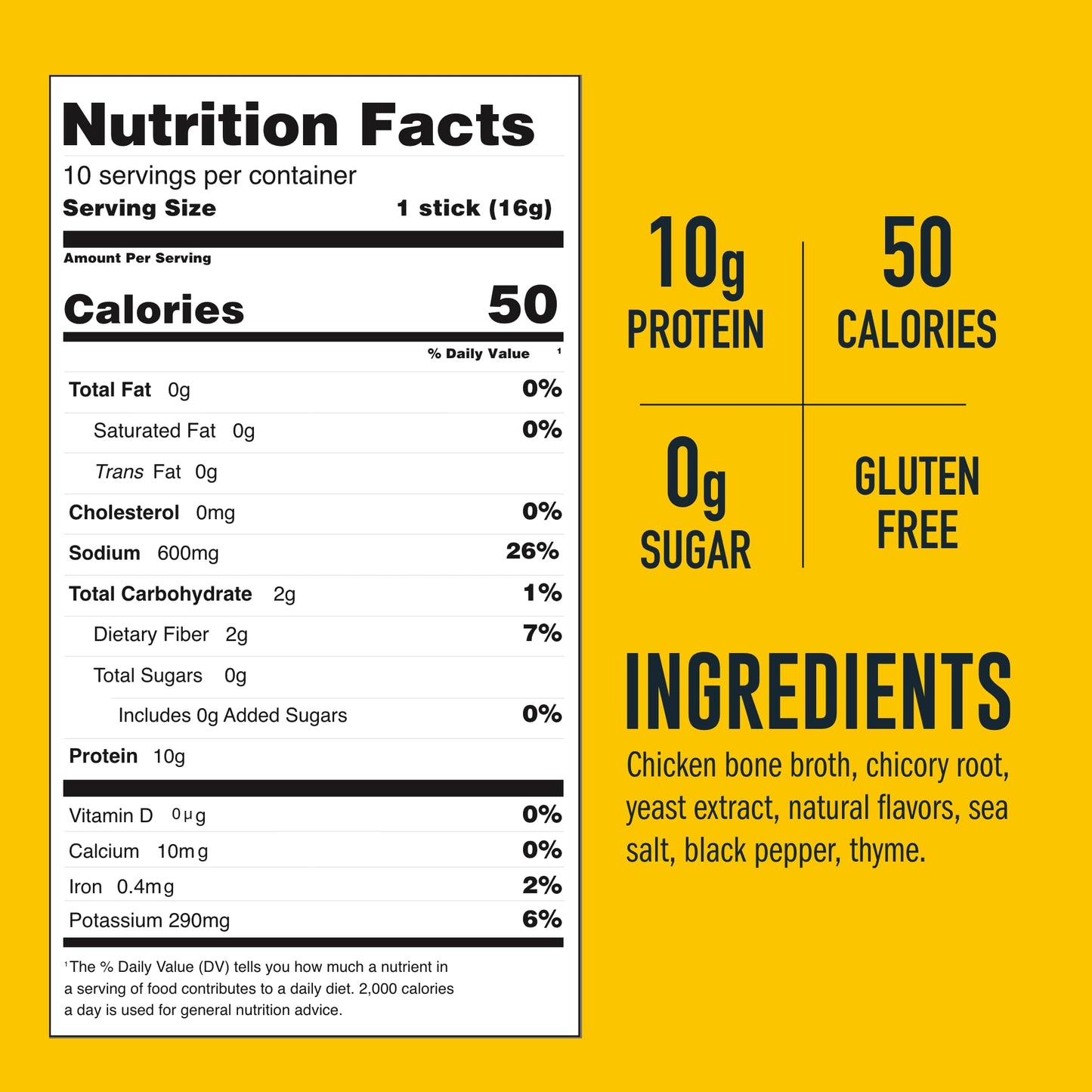 LonoLife Chicken Bone Broth Powder Mix | 10g Protein | Collagen-Rich, Keto & Paleo Friendly | Natural Ingredients | 10 Portable Stick Pack Servings